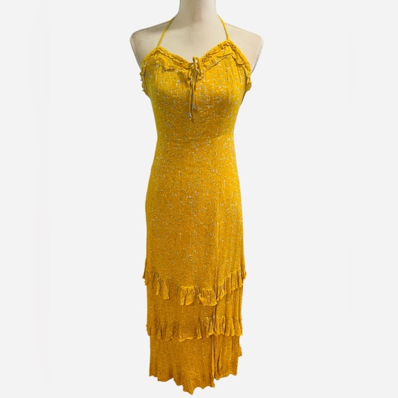 Helena Dresses & Skirts - Helena bohemian Yellow Halter Neck maxi Dress size M
